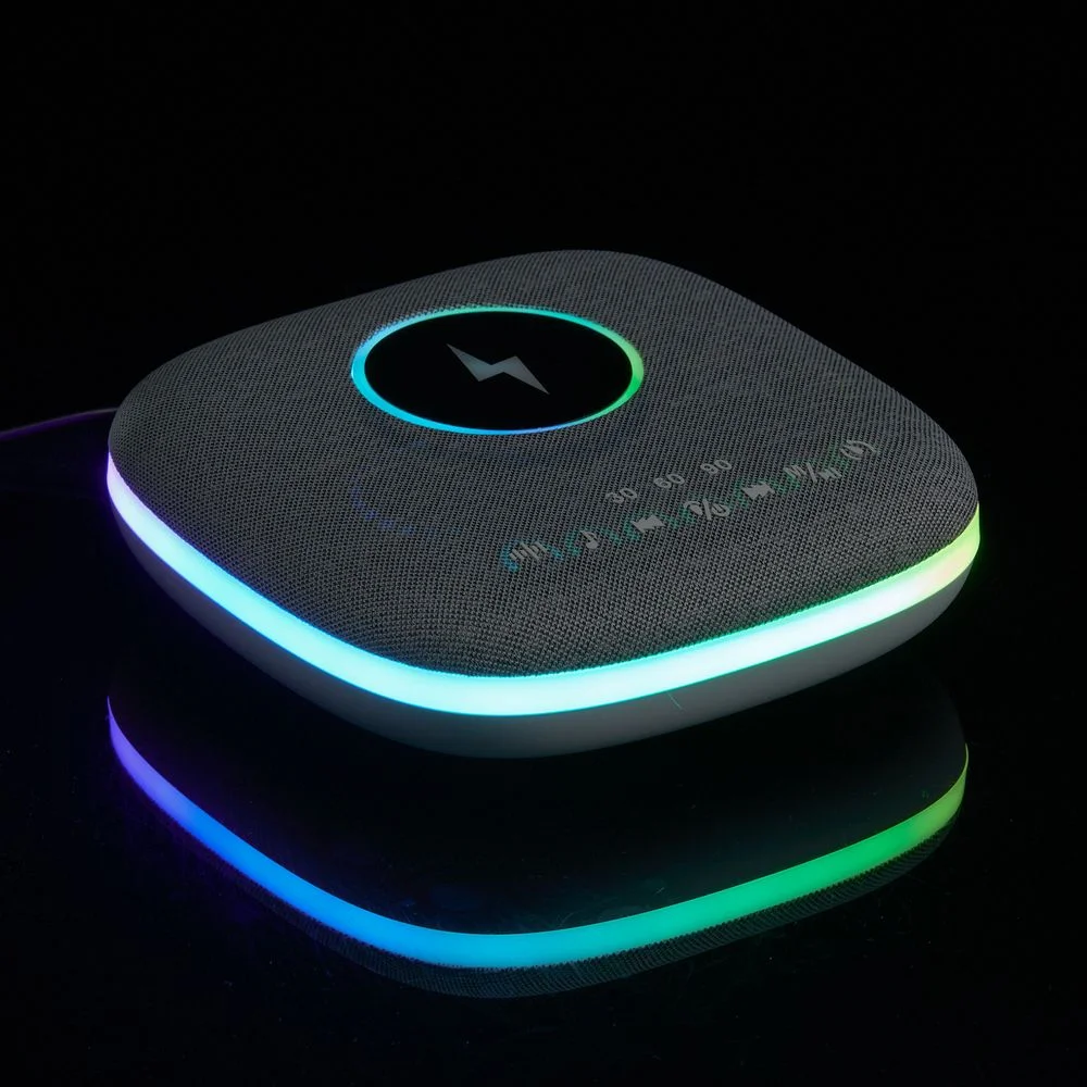 Bluetooth-колонка с беспроводной зарядкой и подсветкой Terrafonic серая - фото 14