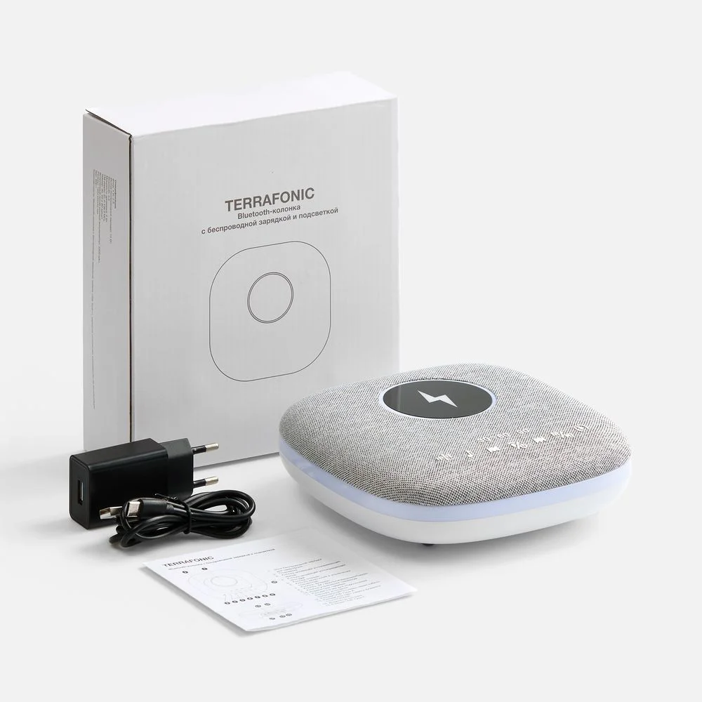 Bluetooth-колонка с беспроводной зарядкой и подсветкой Terrafonic серая - фото 8