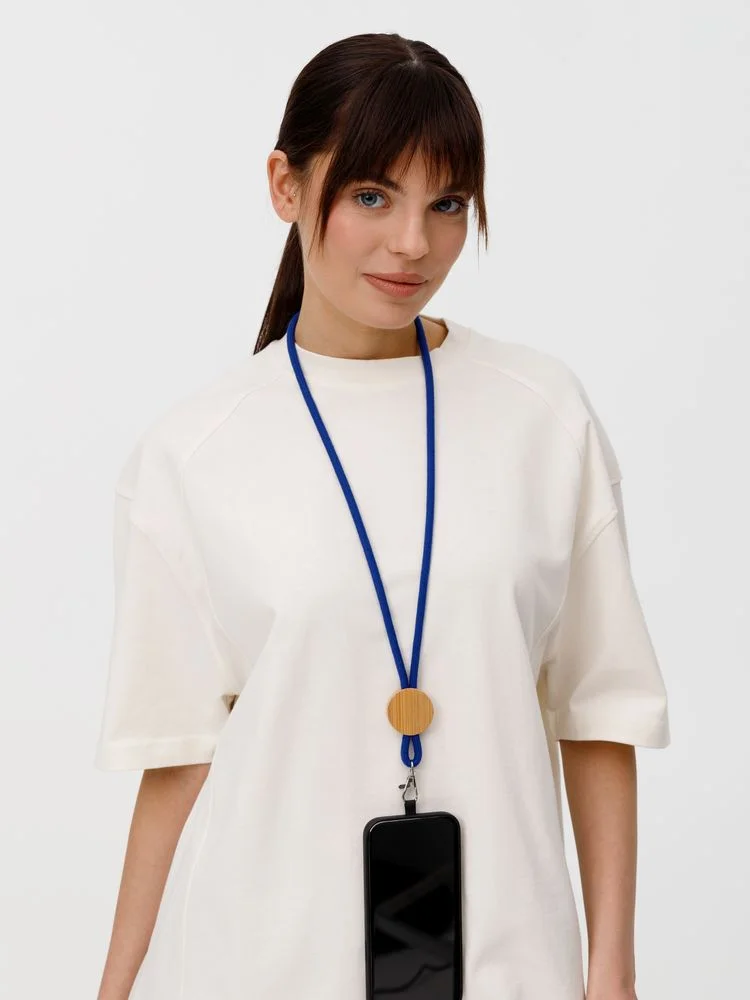 Шнурок для бейджа Tube Wood синий - фото 8