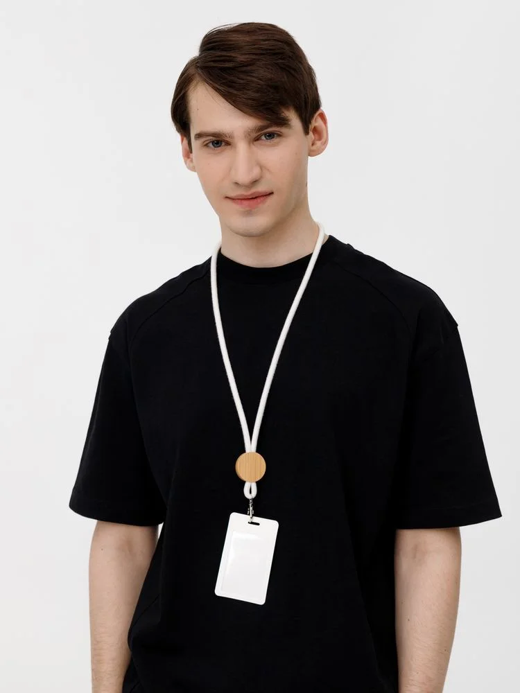 Шнурок для бейджа Tube Wood белый - фото 9