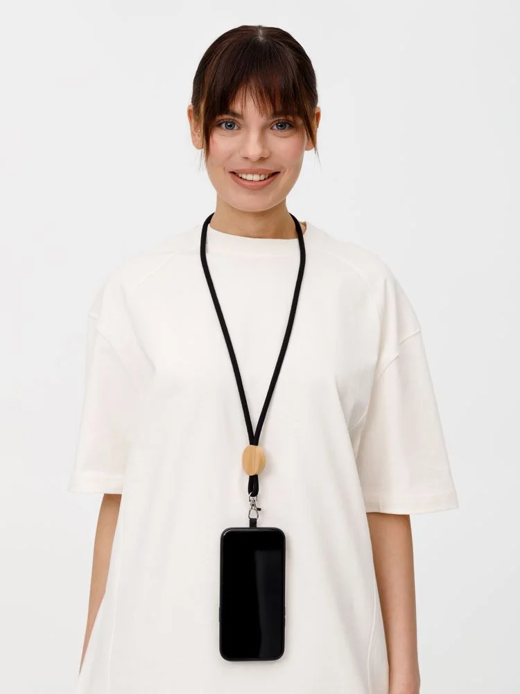 Шнурок для бейджа Tube Wood черный - фото 8