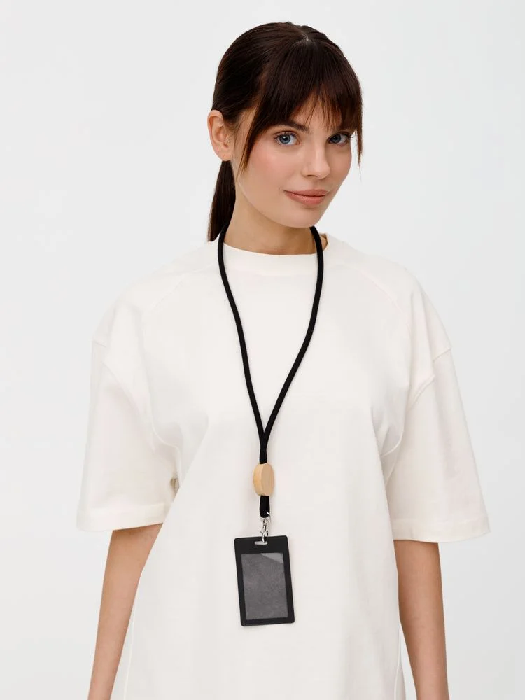 Шнурок для бейджа Tube Wood черный - фото 9