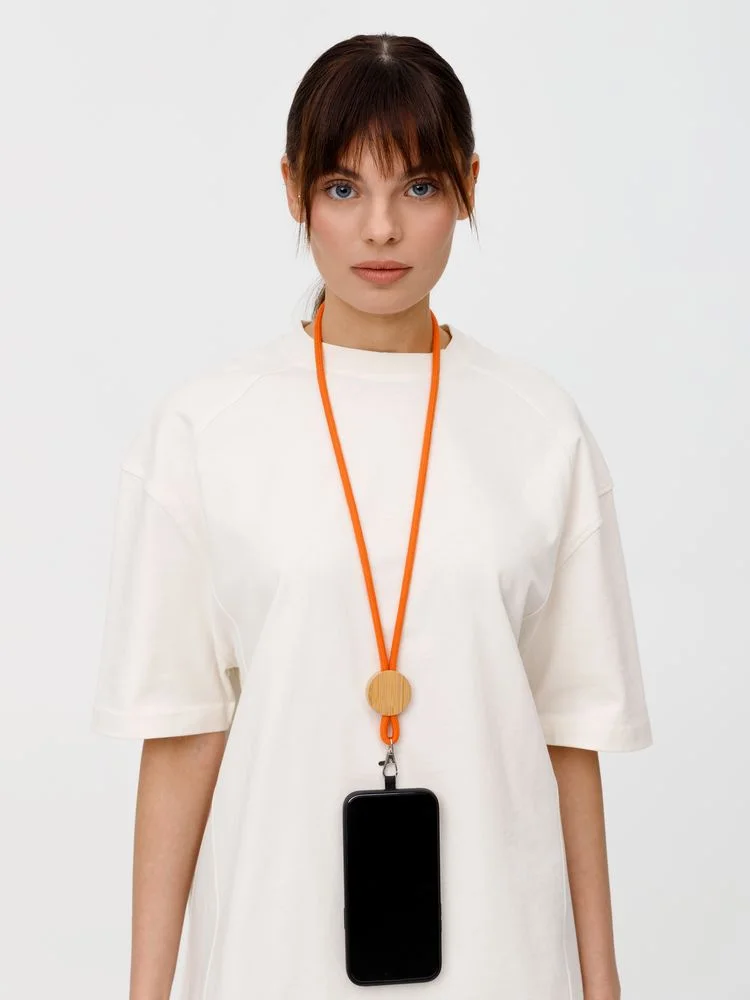 Шнурок для бейджа Tube Wood оранжевый - фото 8