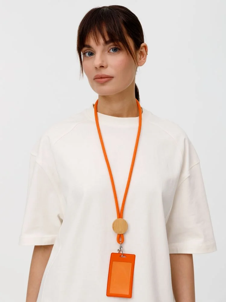 Шнурок для бейджа Tube Wood оранжевый - фото 9