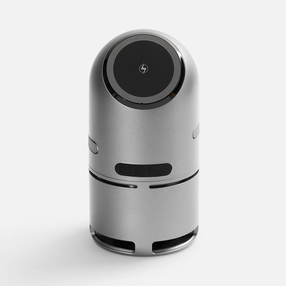 Bluetooth-колонка с беспроводной зарядкой Droid серая - фото 3