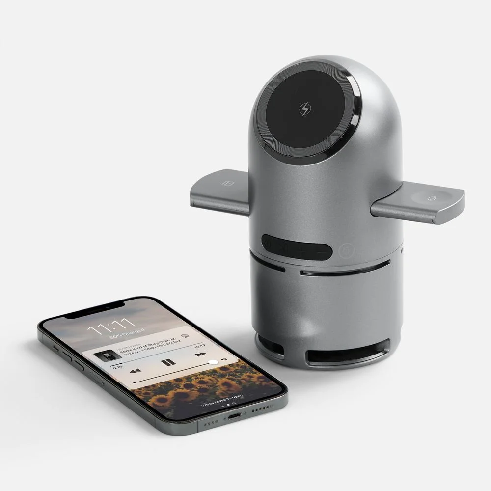 Bluetooth-колонка с беспроводной зарядкой Droid серая - фото 5