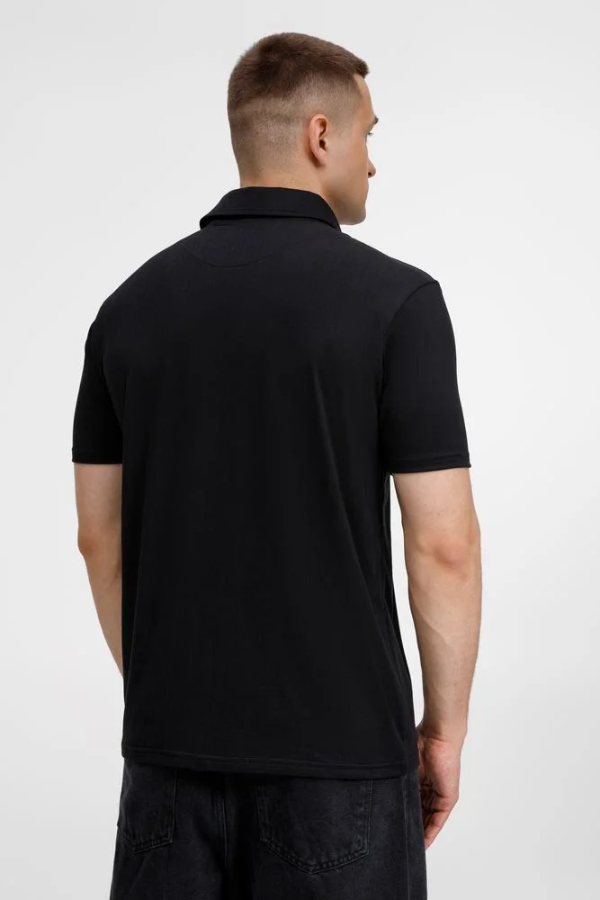 Рубашка поло унисекс Senti черная - фото 7