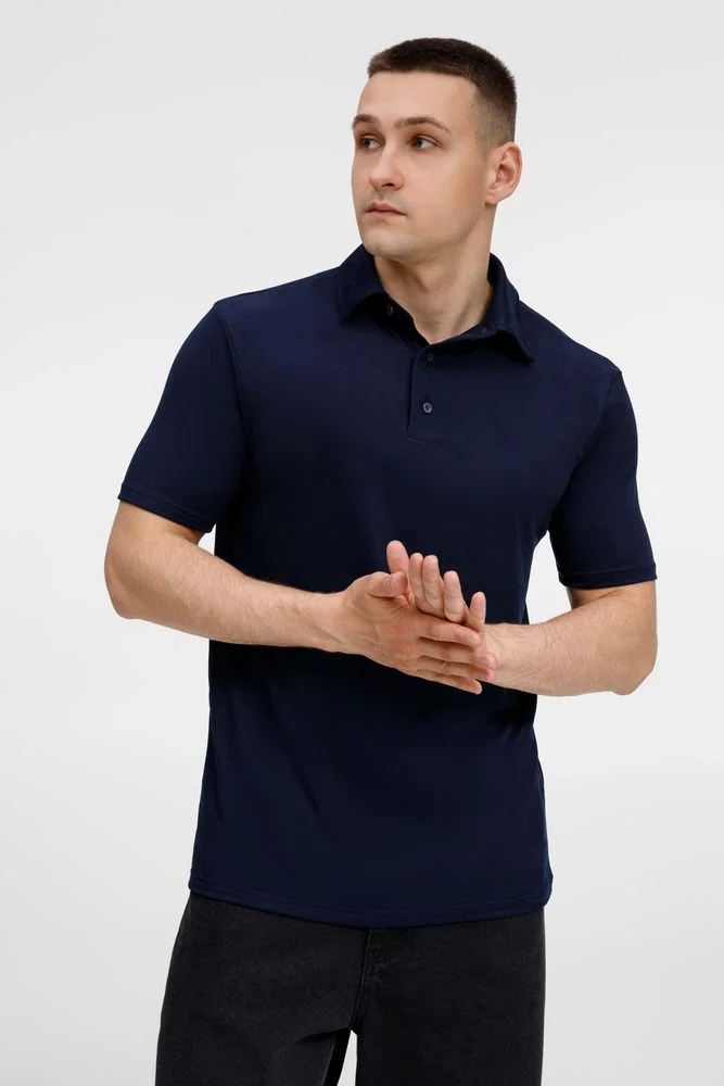 Рубашка поло унисекс Senti темно-синяя - фото 6