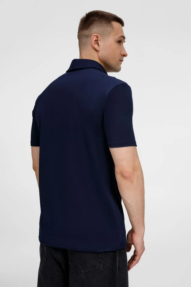 Рубашка поло унисекс Senti темно-синяя - фото 8