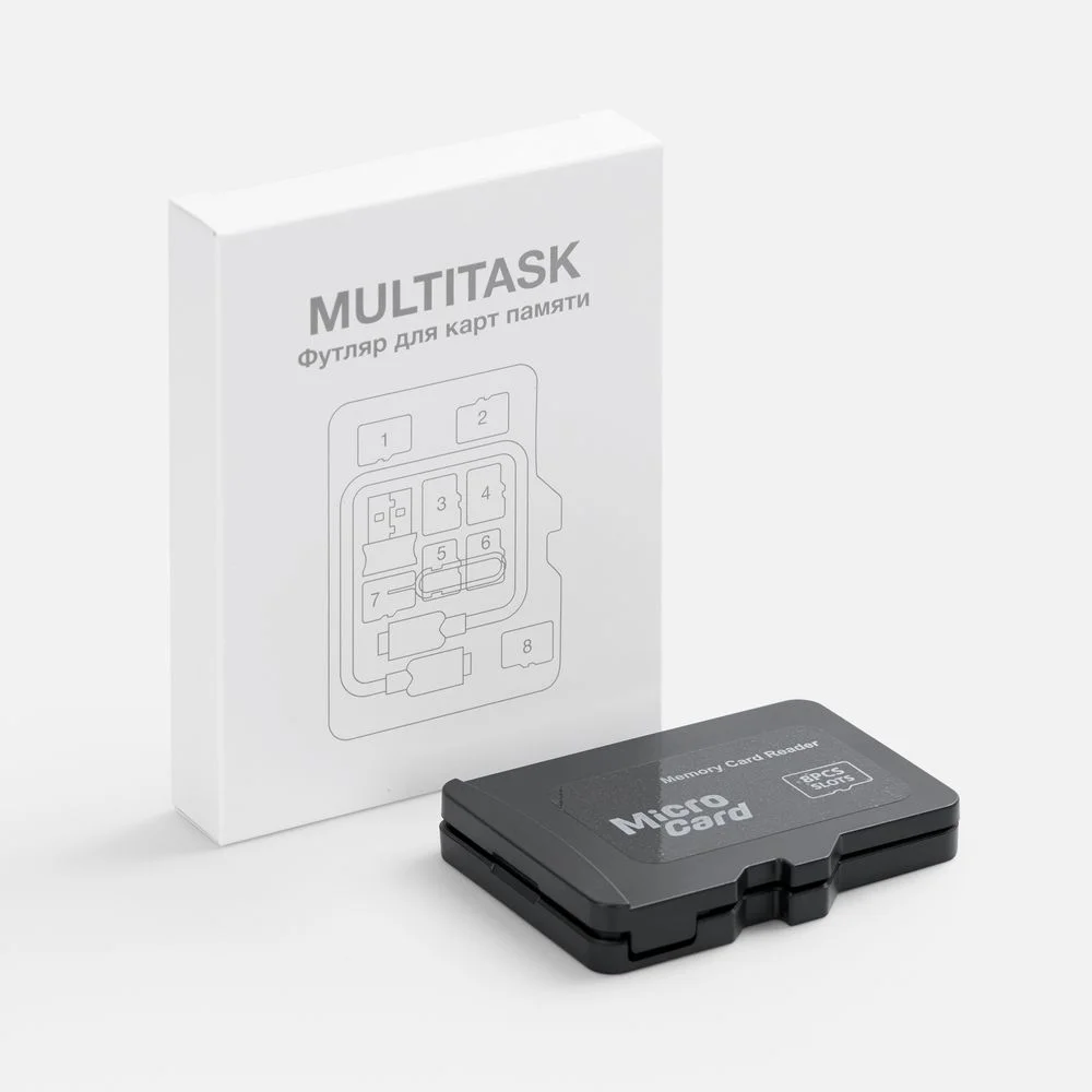 Органайзер для карт памяти и SIM с кардридером Multitask черный - фото 8