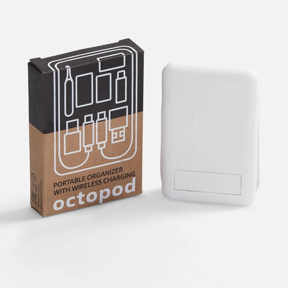 Органайзер с беспроводной зарядкой и набором адаптеров Octopod белый - фото 7