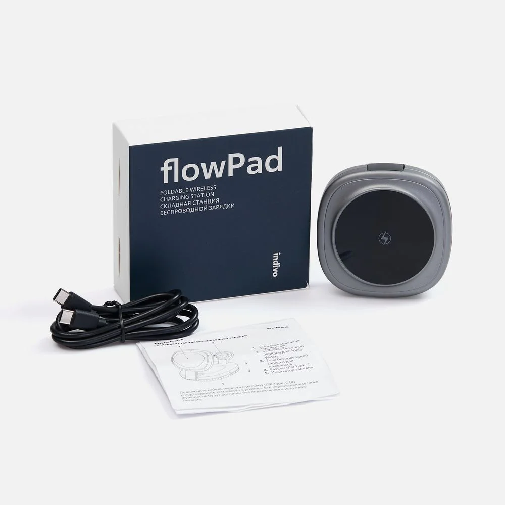 Складная станция беспроводной зарядки flowPad серая - фото 6