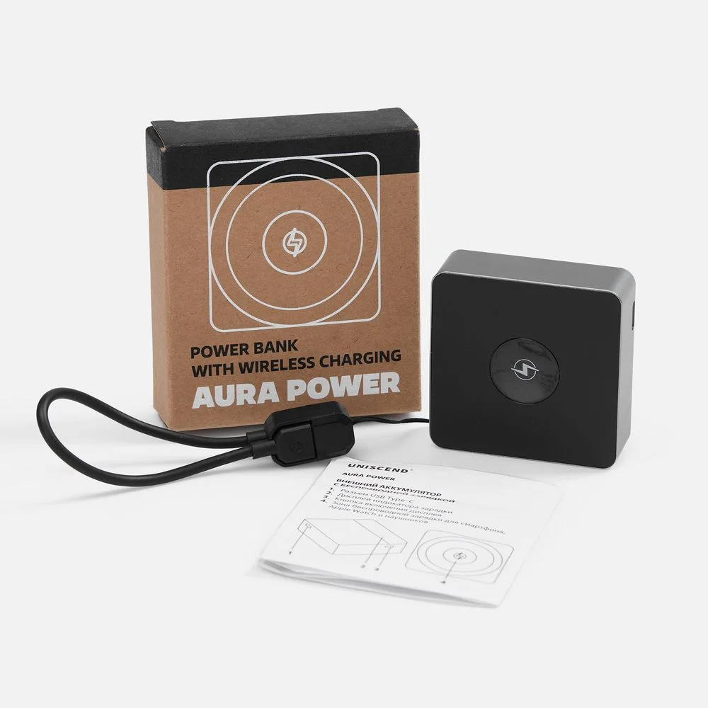 Внешний аккумулятор с беспроводной зарядкой Aura Power 5000 мАч серый - фото 8