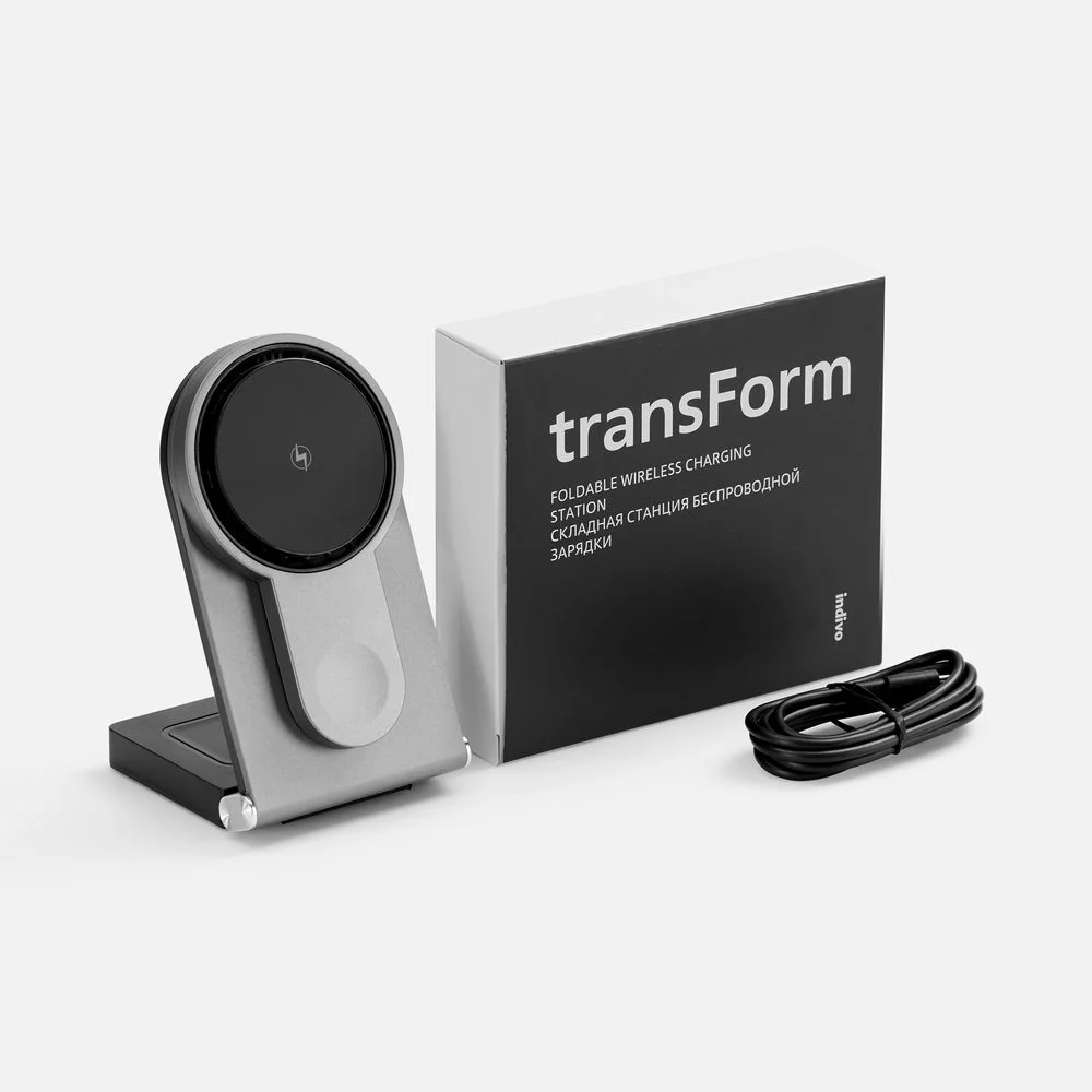 Складная станция беспроводной зарядки transForm серый металлик - фото 6