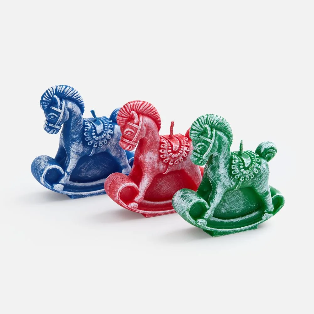 Свеча фигурная «Лошадка-качалка», синяя - фото 3