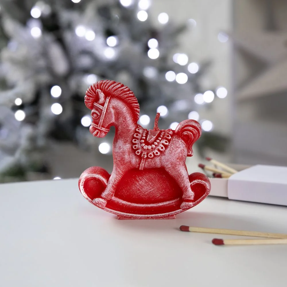 Свеча фигурная «Лошадка-качалка», красная - фото 4