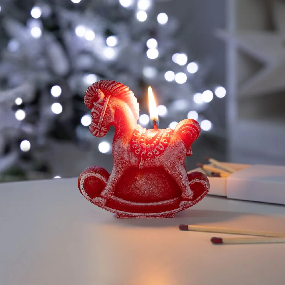 Свеча фигурная «Лошадка-качалка», красная - фото 5