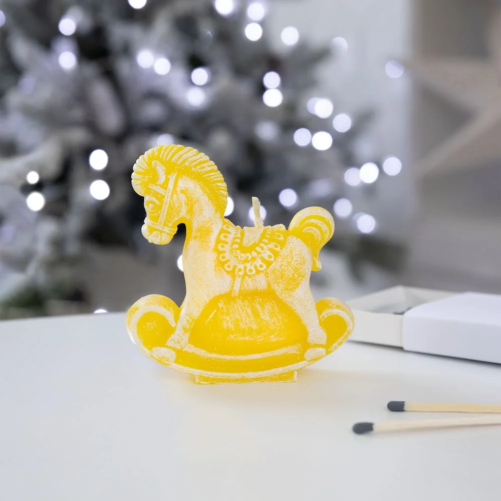 Свеча фигурная «Лошадка-качалка», желтая - фото 4