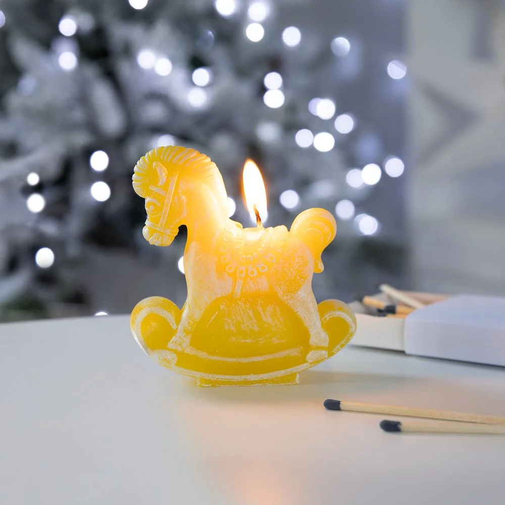 Свеча фигурная «Лошадка-качалка», желтая - фото 5