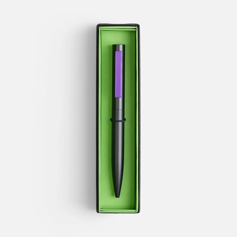 Ручка шариковая Inkolor в футляре черная с фиолетовым - фото 2