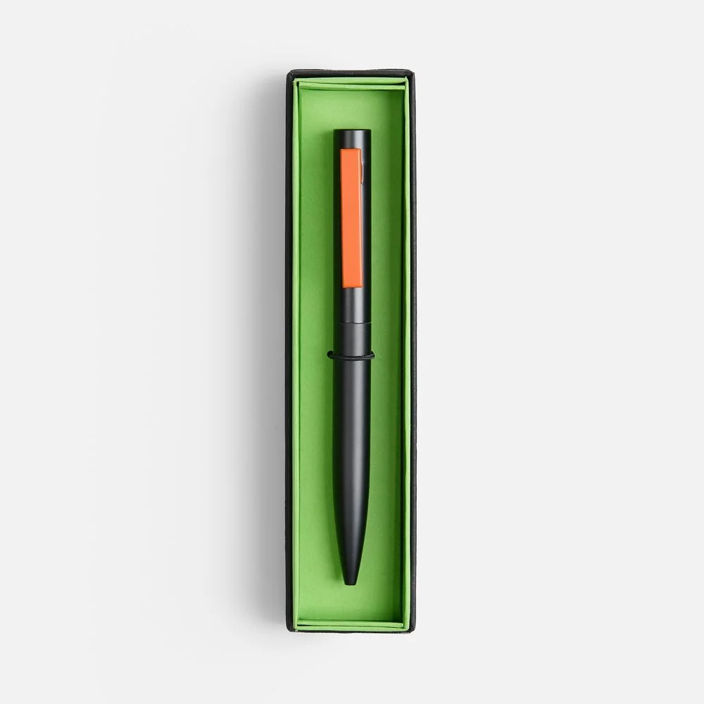 Ручка шариковая Inkolor в футляре черная с оранжевым - фото 2