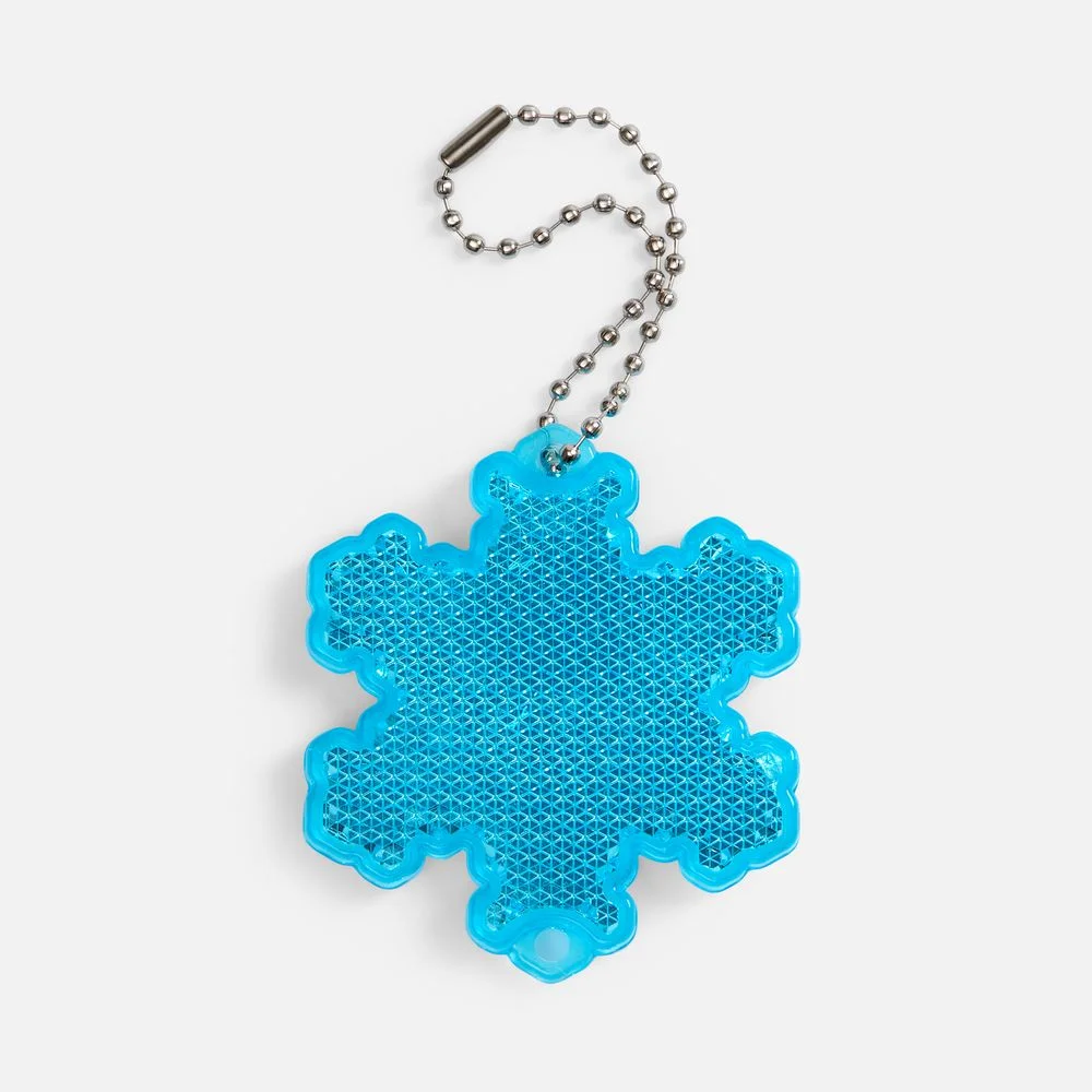 Пешеходный светоотражатель с цепочкой Снежинка синий