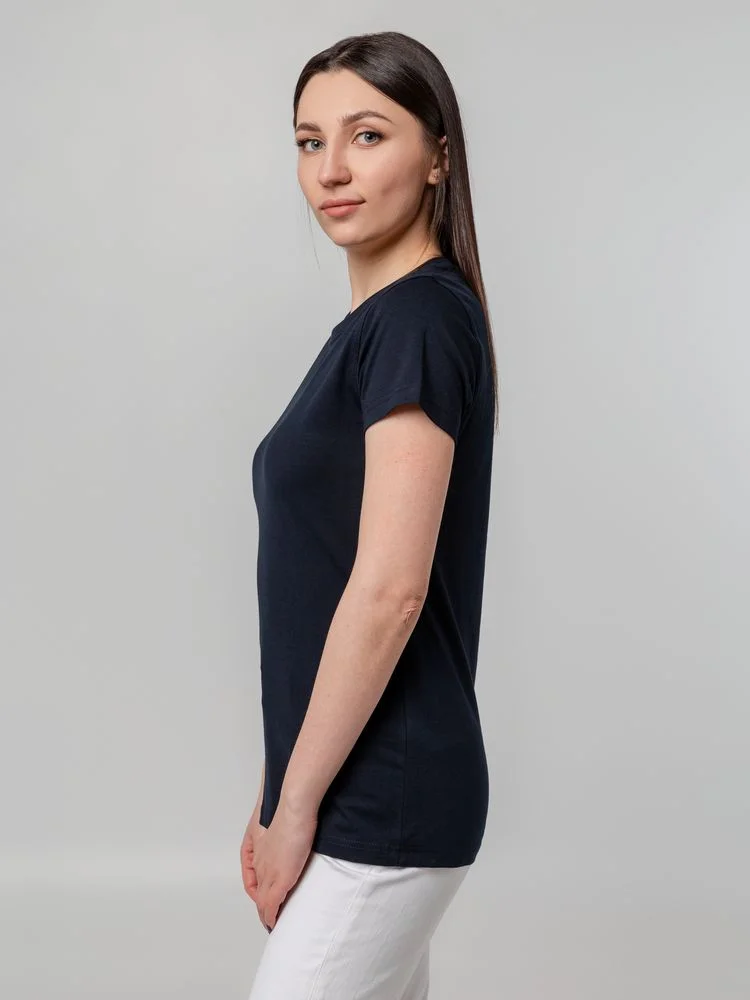 Футболка женская T-bolka Stretch Lady темно-синяя navy размер S S v2 - фото 7