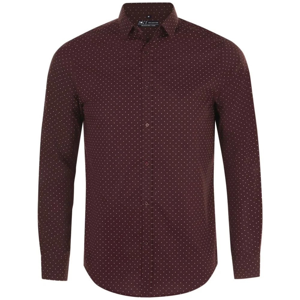 Рубашка мужская Becker Men бордовая с белым размер S