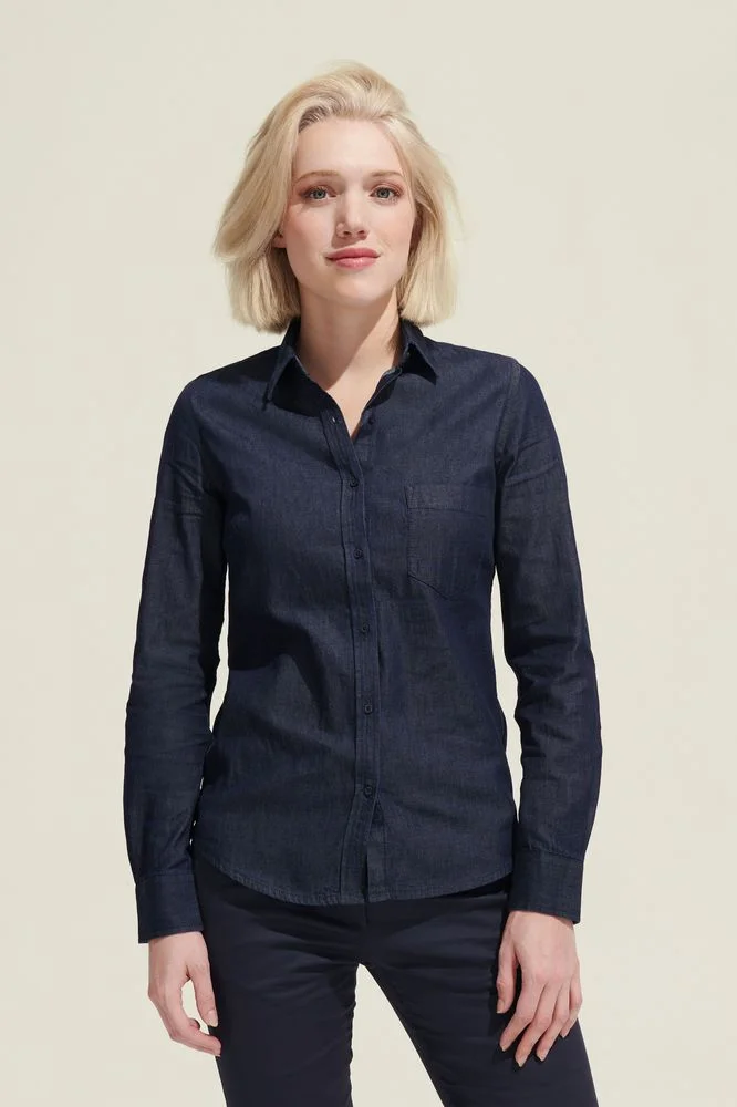 Рубашка женская Barry Women синяя деним размер M