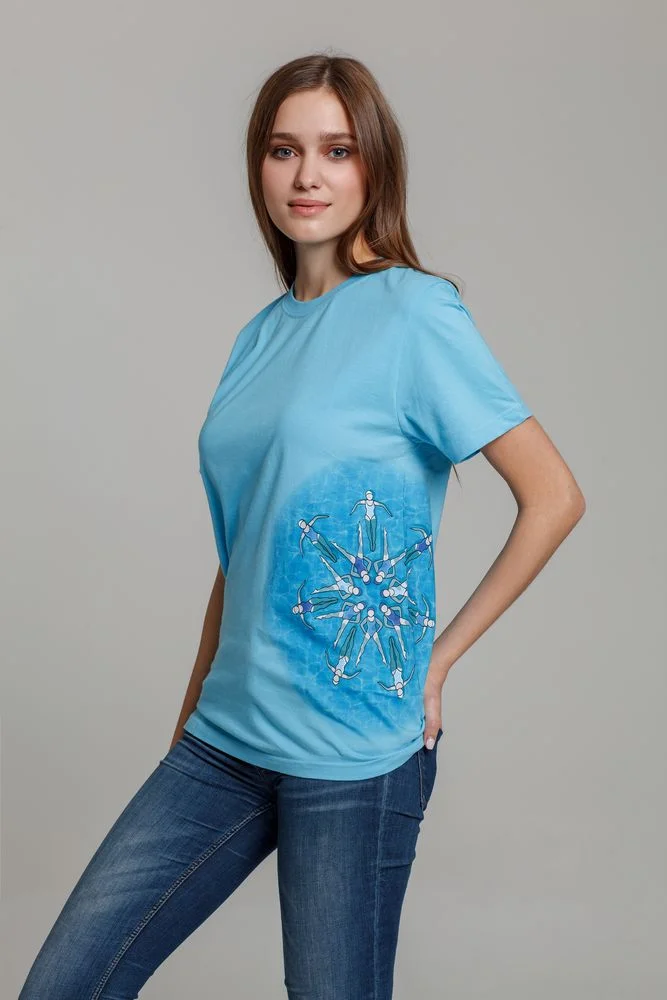 Футболка Вместе и вовремя голубая размер S - фото 5