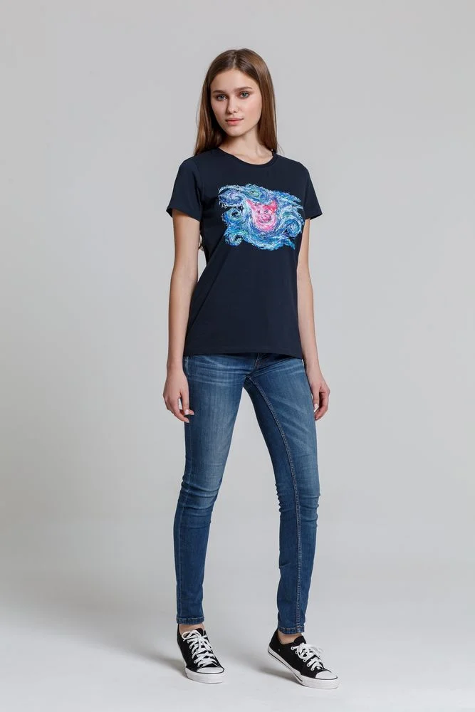 Футболка женская Ван-Пиг синий размер M - фото 4