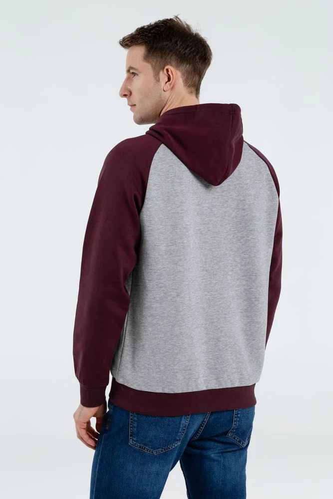 Толстовка унисекс Seattle серый меланж/бордовый размер XL - фото 5