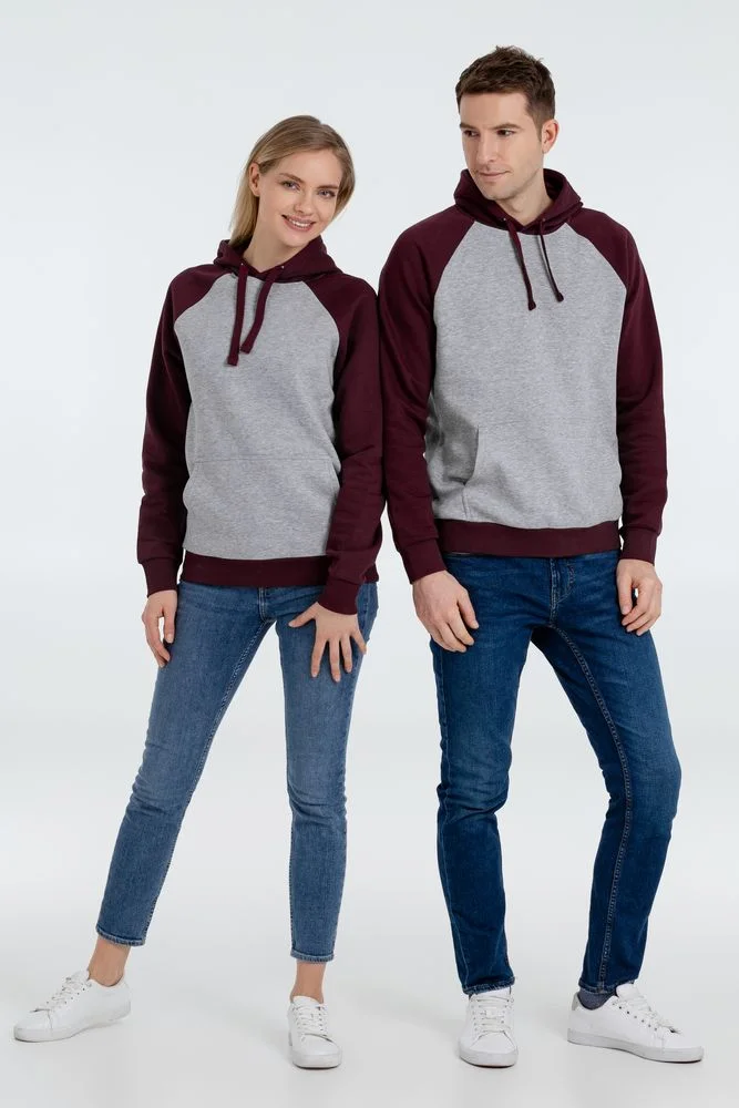 Толстовка унисекс Seattle серый меланж/бордовый размер XL - фото 8