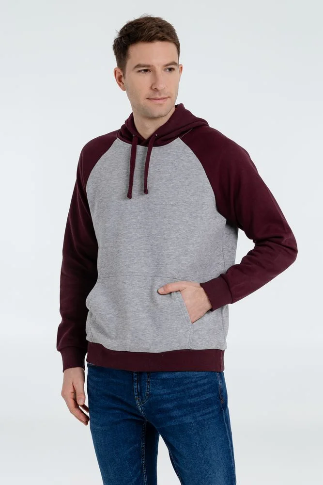 Толстовка унисекс Seattle серый меланж/бордовый размер XXL - фото 4