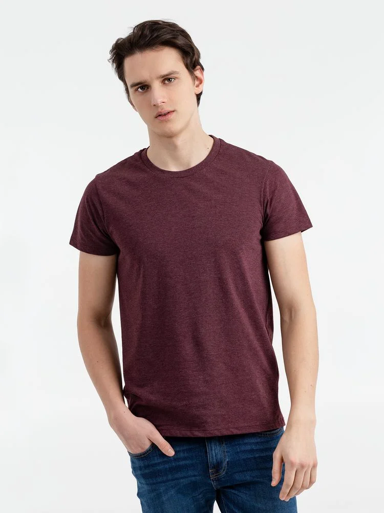 Футболка мужская приталенная Regent Fit бордовый меланж, размер XS - фото 2