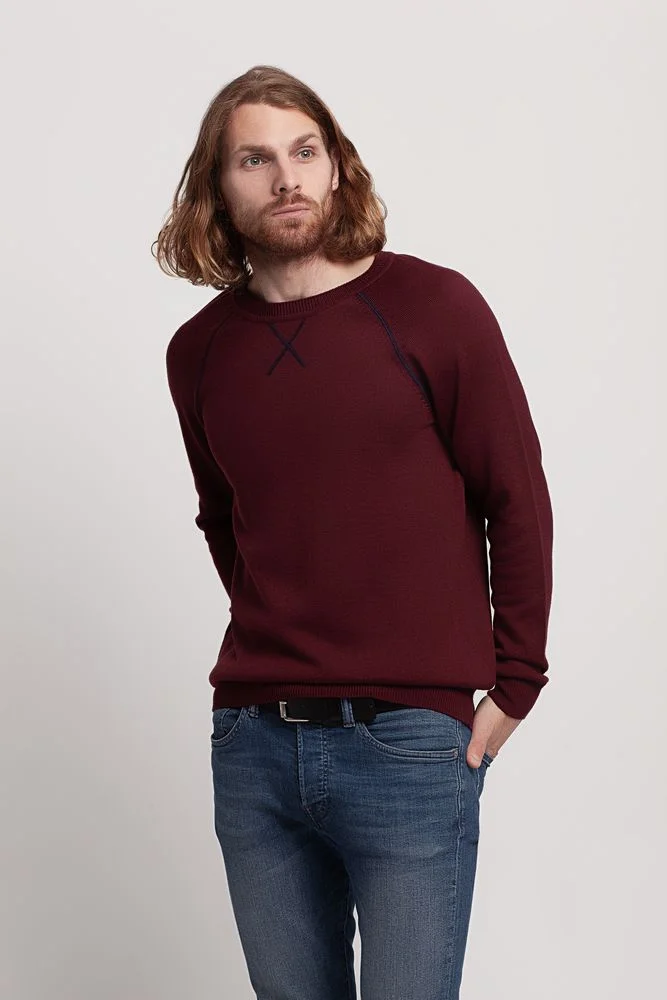 Джемпер Stitch с контрастной отделкой, бордовый с синим, размер L - фото 5