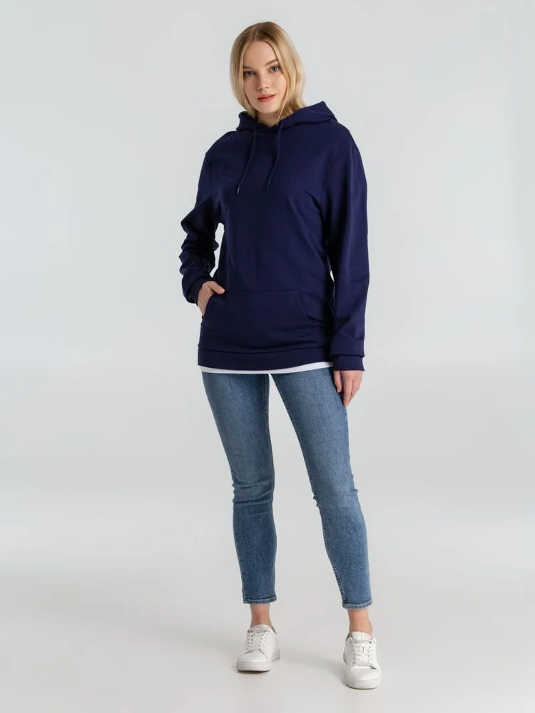 Толстовка с капюшоном унисекс Hoodie темно-синяя размер S - фото 8