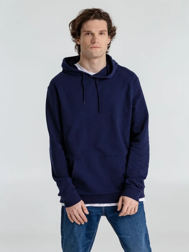 Толстовка с капюшоном унисекс Hoodie темно-синяя размер XL - фото 11