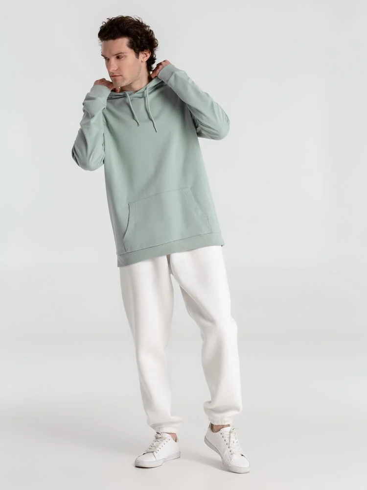 Толстовка с капюшоном унисекс Hoodie серо-зеленая размер XS - фото 10