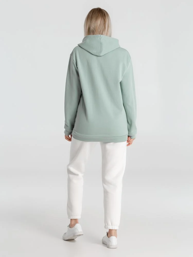 Толстовка с капюшоном унисекс Hoodie серо-зеленая размер XS - фото 8