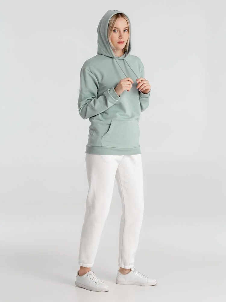 Толстовка с капюшоном унисекс Hoodie серо-зеленая размер XXL - фото 7