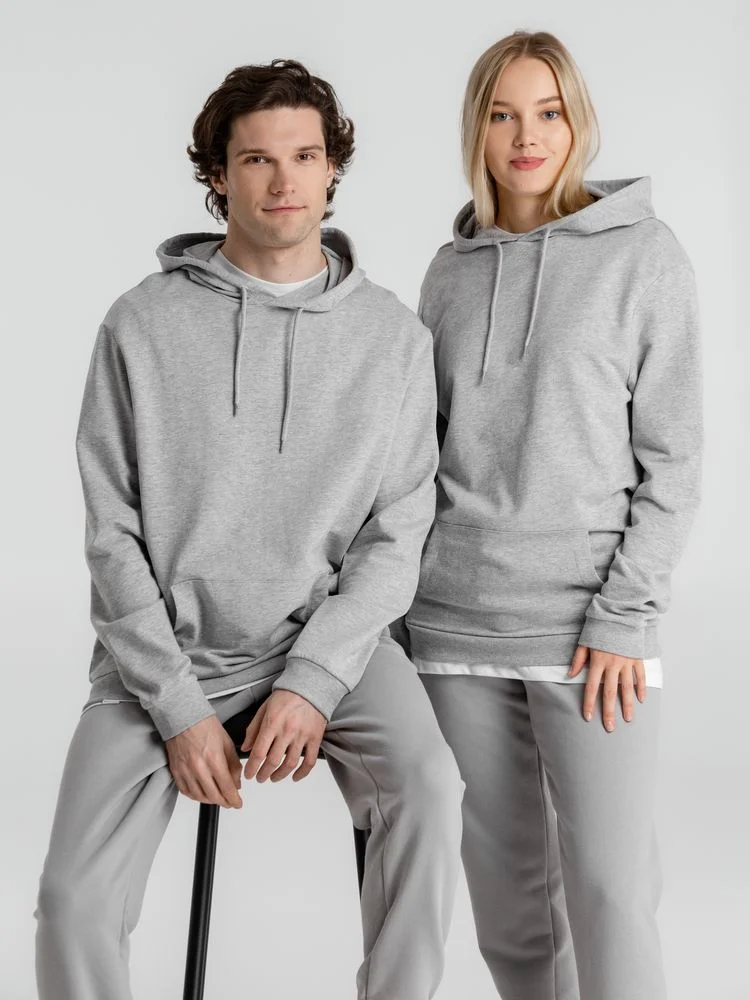 Толстовка с капюшоном унисекс Hoodie серый меланж размер S - фото 16