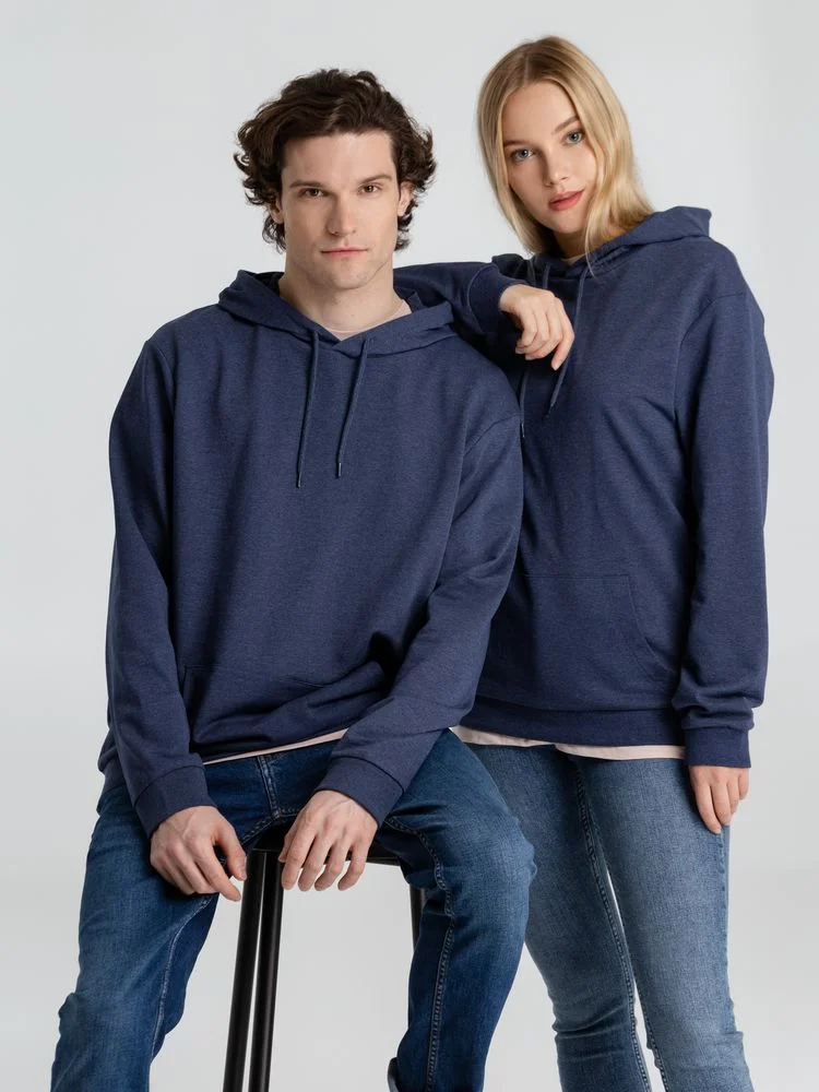 Толстовка с капюшоном унисекс Hoodie синий меланж размер XS - фото 16