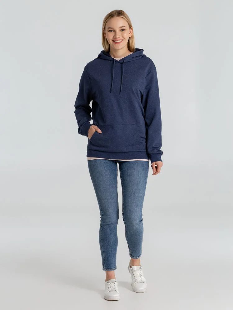 Толстовка с капюшоном унисекс Hoodie синий меланж размер S - фото 8