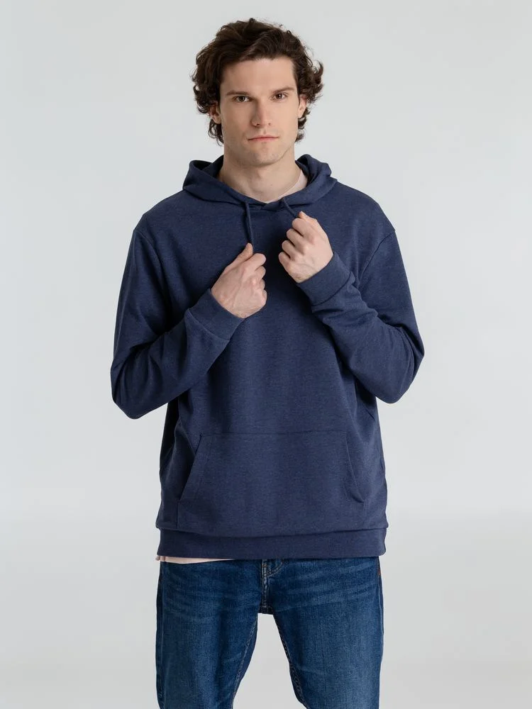 Толстовка с капюшоном унисекс Hoodie синий меланж размер 3XL - фото 11