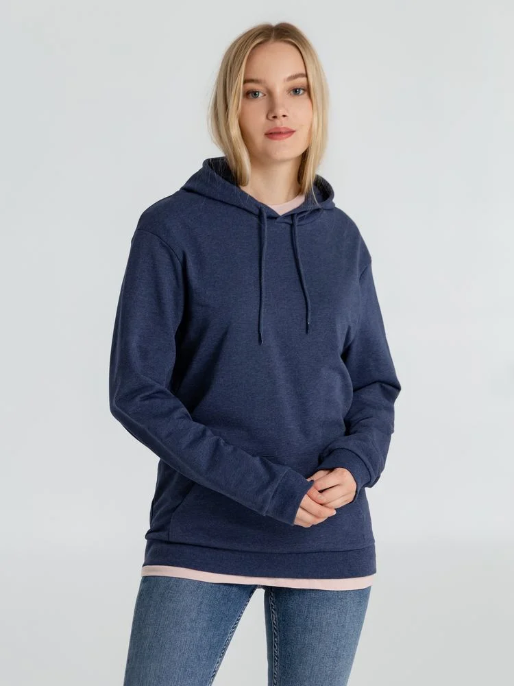 Толстовка с капюшоном унисекс Hoodie синий меланж размер 3XL - фото 6