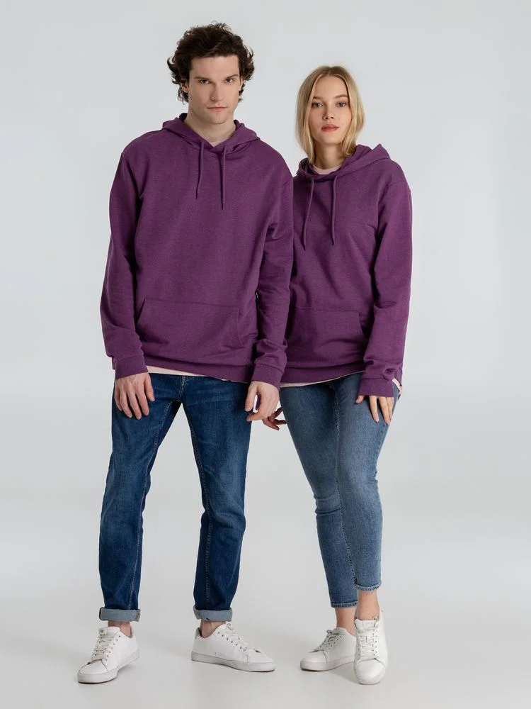 Толстовка с капюшоном унисекс Hoodie фиолетовый меланж размер S - фото 16