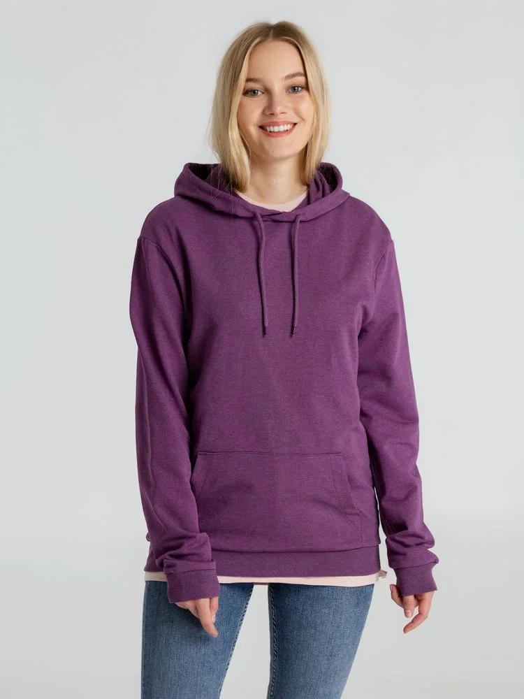 Толстовка с капюшоном унисекс Hoodie фиолетовый меланж размер S - фото 6