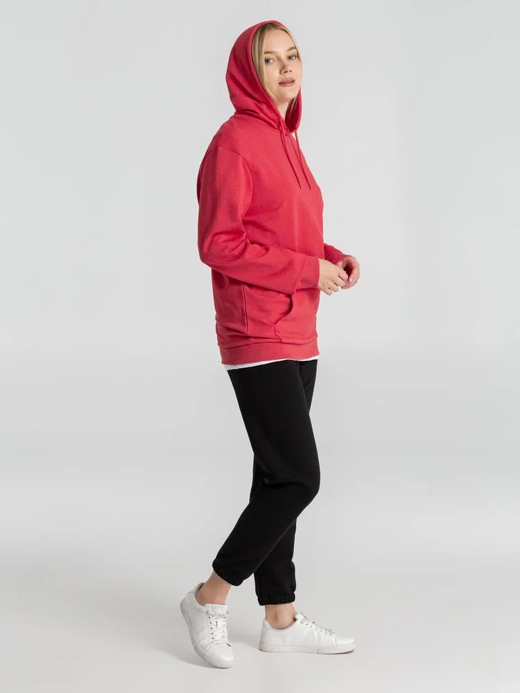 Толстовка с капюшоном унисекс Hoodie красный меланж размер M - фото 15