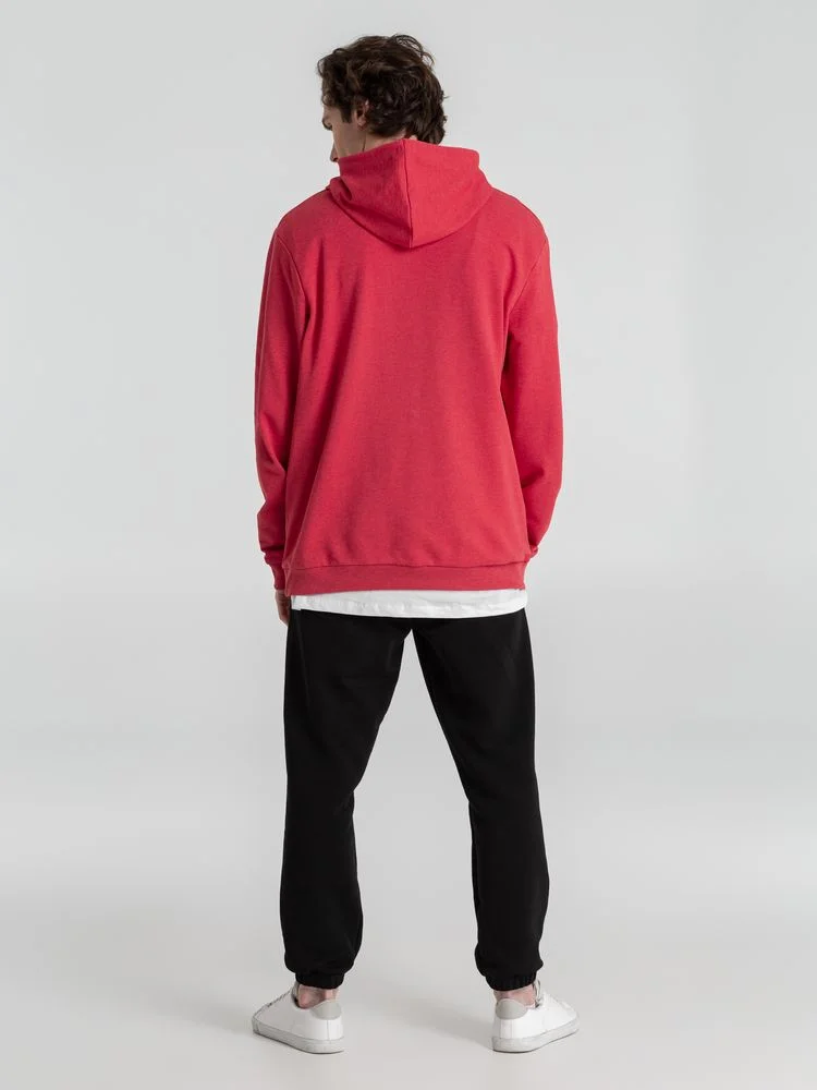 Толстовка с капюшоном унисекс Hoodie красный меланж размер XXL - фото 10